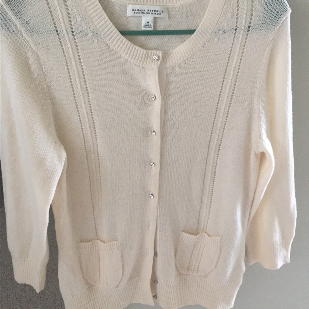 Long Sleeve Sweater w/Rhinestone Buttons